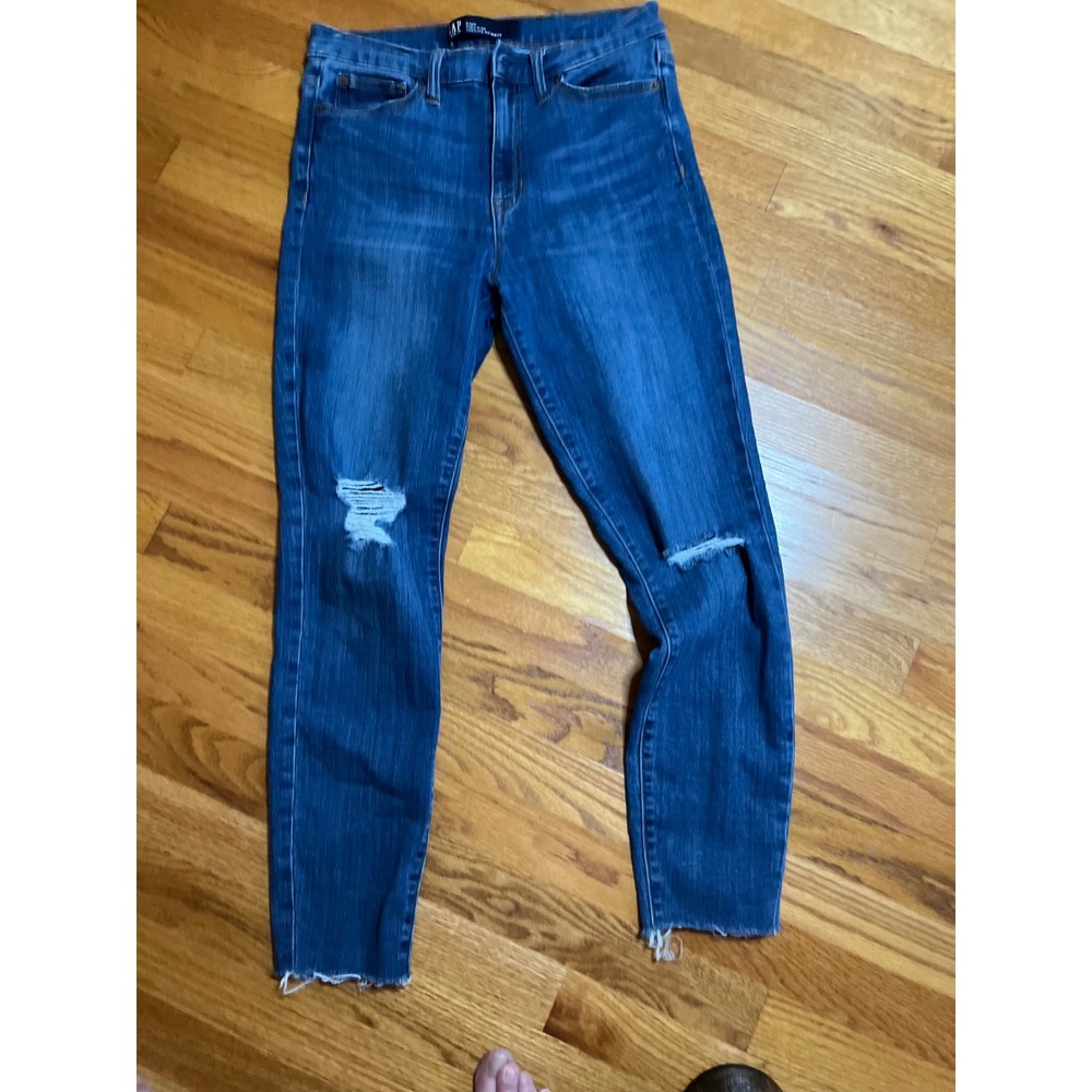 Gap High Rise Legging Skimmer Jeans Distressed Ripped Dark Wash Size 6/28R